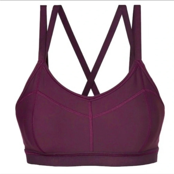 Athleta Stealth Strappy Sports Bra Maroon XS - Picture 2 of 7